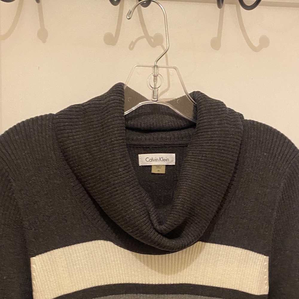 Calvin Klein Black, White & Gray Long Sleeve Sweater Dress - Picture 6 of 9